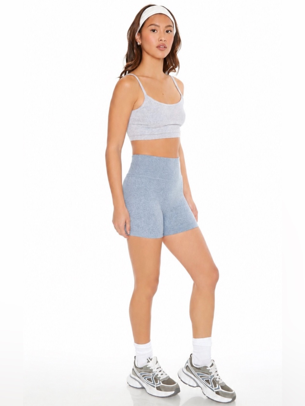 Forever 21 Grey Seamless High-Waisted Biker Shorts — Size L
